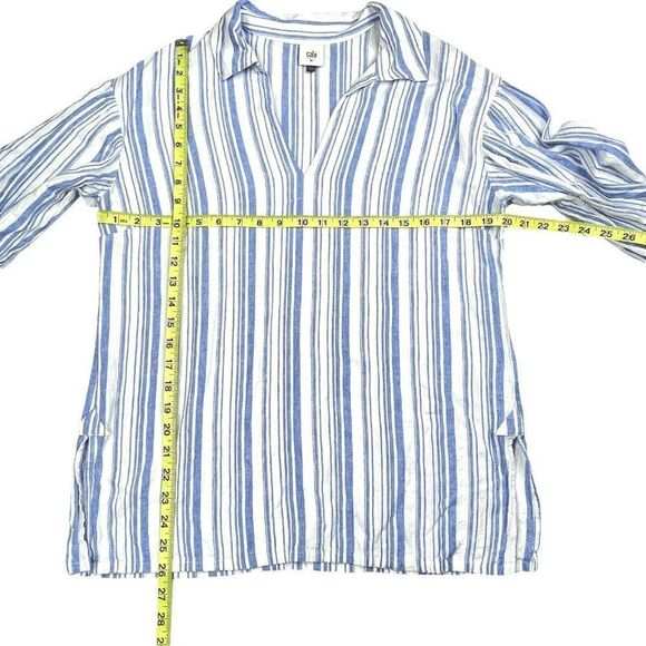 Cabi Pacific Linen Blend Striped Blouse - Picture 6 of 7
